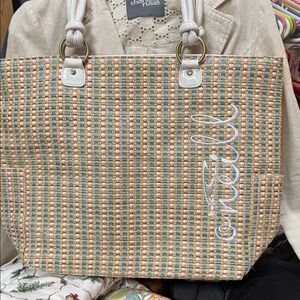 O'Neill Multicolor Woven Tote with White Handles